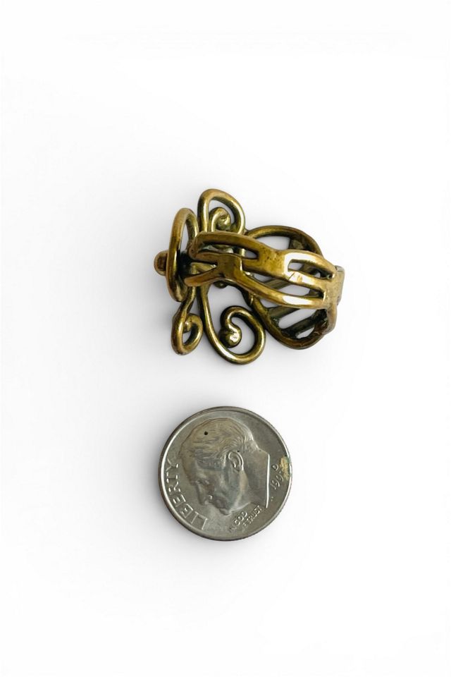 Vintage Brutalist Brass and Silver Ring Selected by FernMercantile #2