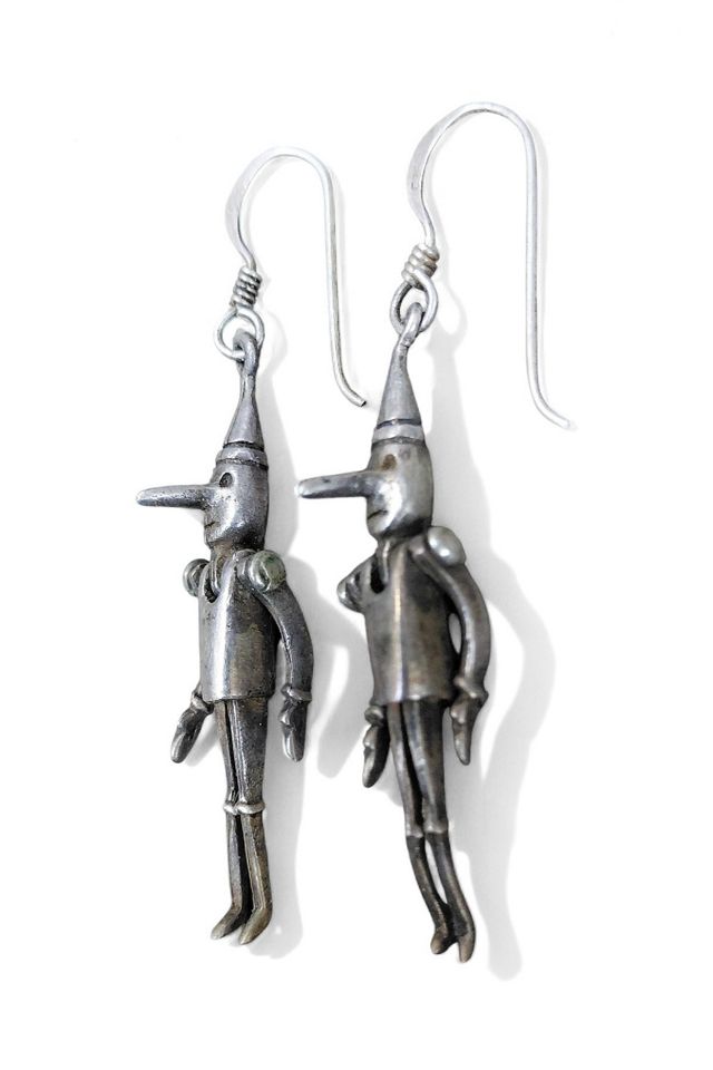 Vintage Pinnochio Articulated Silver Earrings Selected by Garbage Soup #1
