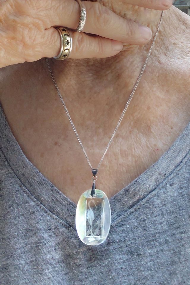 Art Deco Intaglio Crane Necklace and Earrings Selected by Garbage Soup #3