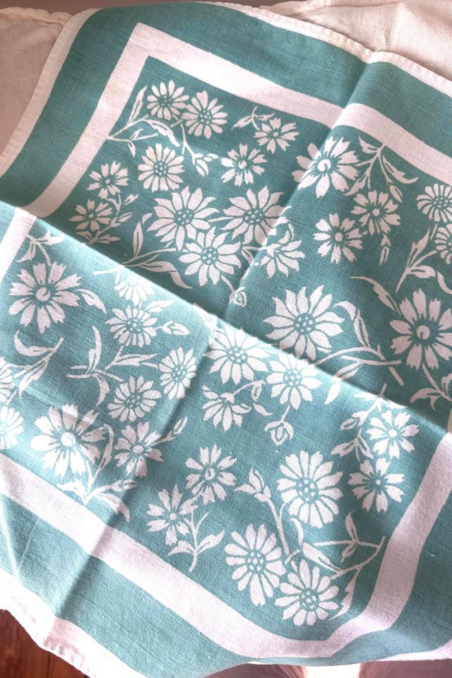 Vintage Set of Eight Screen Printed Dinner Napkins with Floral Motif Selected by KA.TL.AK #1