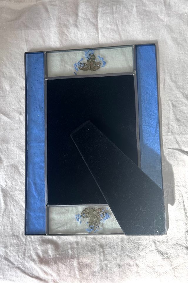 Vintage Blue Stained-Glass Frame with Pressed Flowers Selected by KA.TL.AK #3
