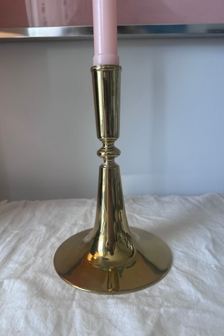 Vintage MCM Single Brass Trumpet Shaped Candlestick Selected by KA.TL.AK