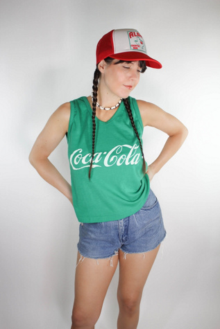 Vintage Coca Cola Green Tank Top Selected By Moons + Junes Vintage