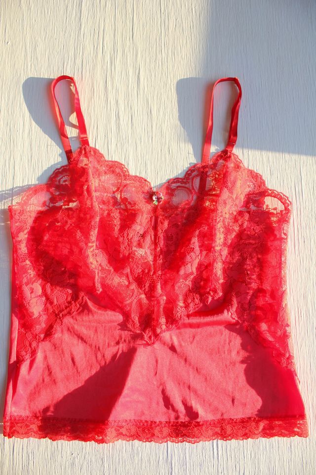 Vintage Red Lace Intimates Cami Selected By Moons + Junes Vintage #3
