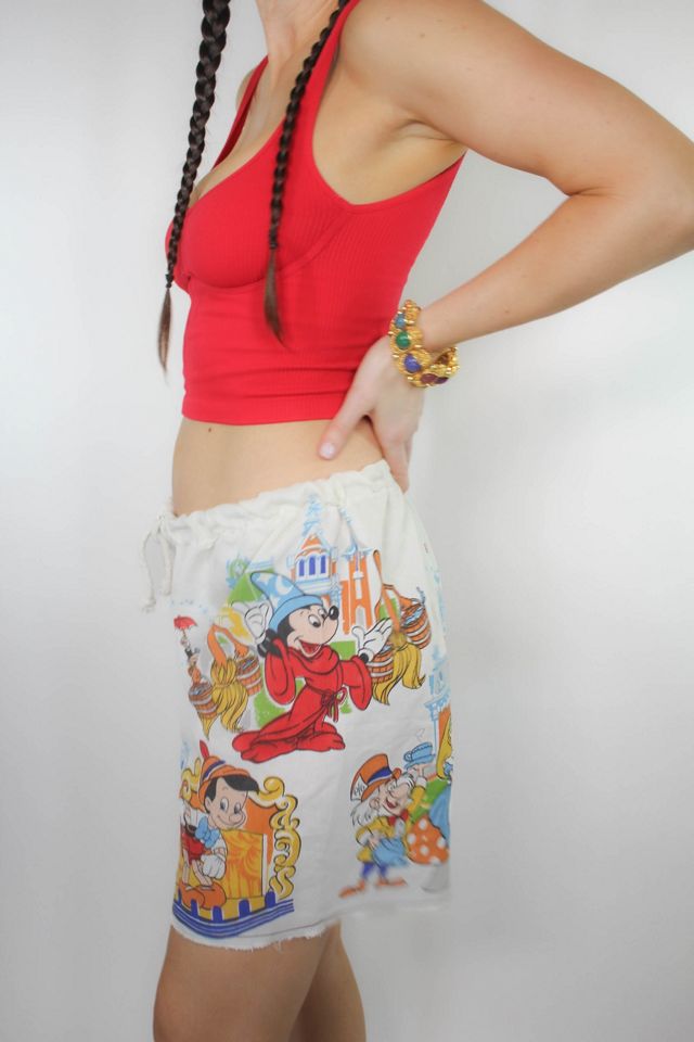 Upcycled Handmade Vintage Walt Disney Low-Waist Lounge Shorts Selected By Moons + Junes Vintage #1