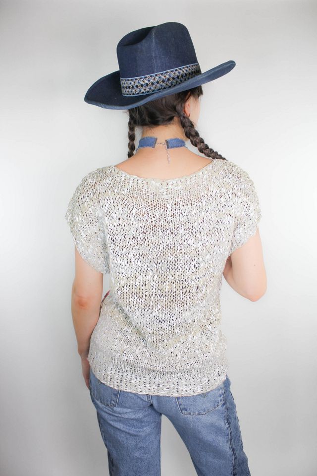 Vintage Western Woven Crochet Leather Top Selected By Moons + Junes Vintage #2