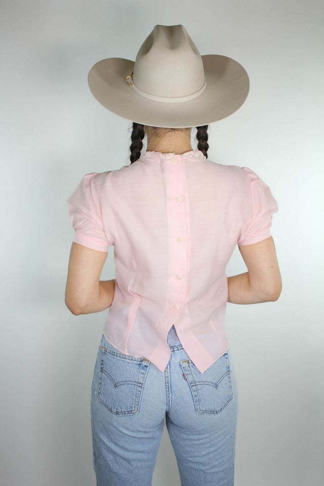1960s Pastel Pink Ruffle Lace Prairie Top Selected By Moons + Junes Vintage #2