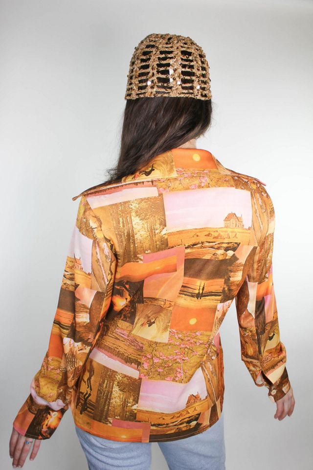 Rare 1970s California Sunset Photo Collage Button Down Selected By Moons + Junes Vintage #1