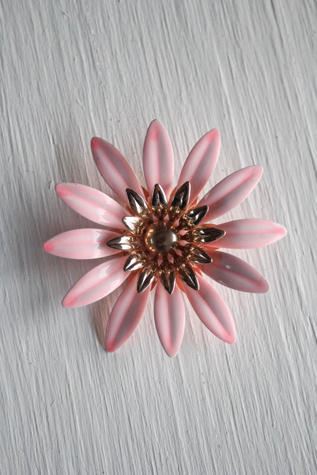 Vintage Pastel Pink Flower Statement Brooch Pin Selected By Moons + Junes Vintage