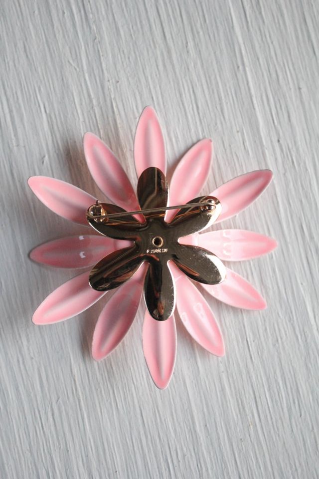 Vintage Pastel Pink Flower Statement Brooch Pin Selected By Moons + Junes Vintage #2