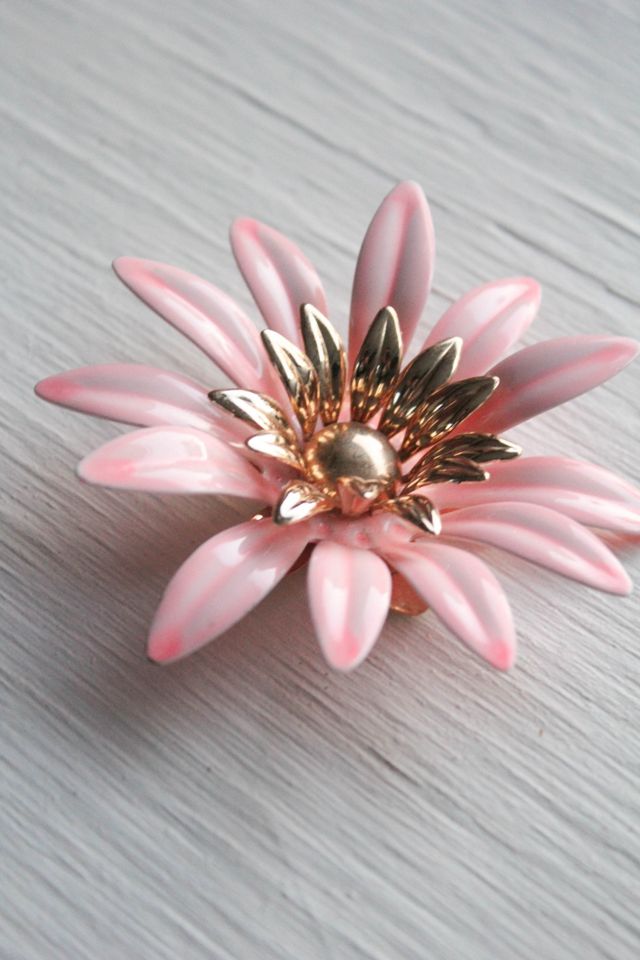 Vintage Pastel Pink Flower Statement Brooch Pin Selected By Moons + Junes Vintage #3