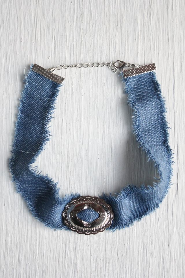 Upcyled Western Silver Medallion Denim Choker Selected By Moons + Junes Vintage #2