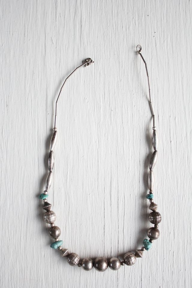Vintage Western Silver & Turquoise Beaded Necklace Selected By Moons + Junes Vintage #2