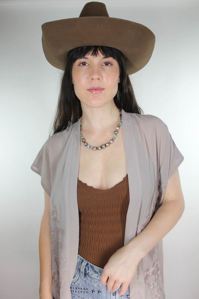 Vintage Western Silver & Turquoise Beaded Necklace Selected By Moons + Junes Vintage #3