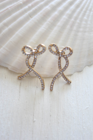 Женская куртка Moons + Junes Vintage Rhinestone Bow Jacket Earrings Selected, цвет: Золотой — фото 1