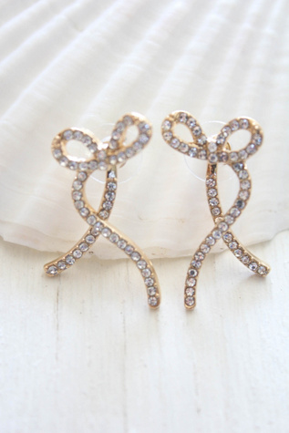 Женская куртка Moons + Junes Vintage Rhinestone Bow Jacket Earrings Selected, цвет: Золотой — фото 3