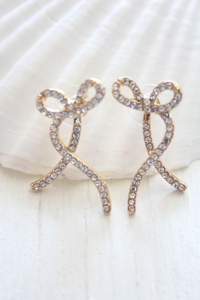 Vintage Rhinestone Bow Jacket Earrings Selected By Moons + Junes Vintage #2