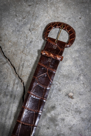 Vintage Brown Alligator Leather Belt Selected by Black Shag Vintage