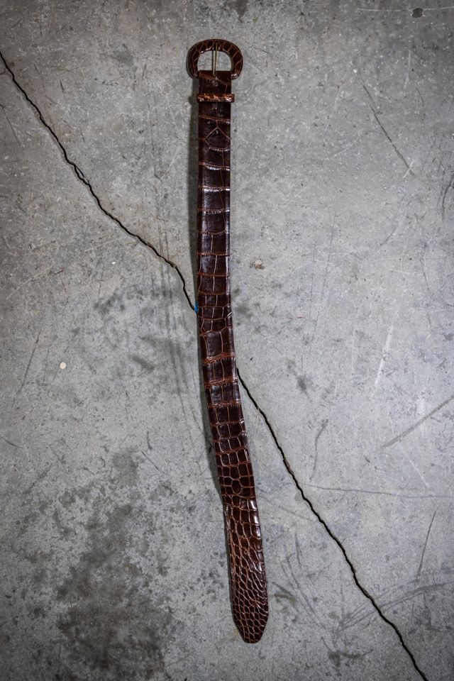 Vintage Brown Alligator Leather Belt Selected by Black Shag Vintage #1