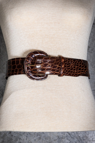 Женский ремень Free People Vintage Brown Alligator Leather Belt Selected by Black Shag Vintage, цвет: Коричневый — фото 4