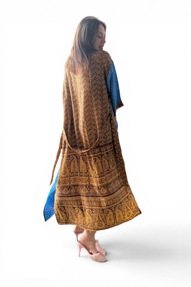 Contrasting Pattern Silk Patchwork Kimono Duster Selected by Personal Choice #1