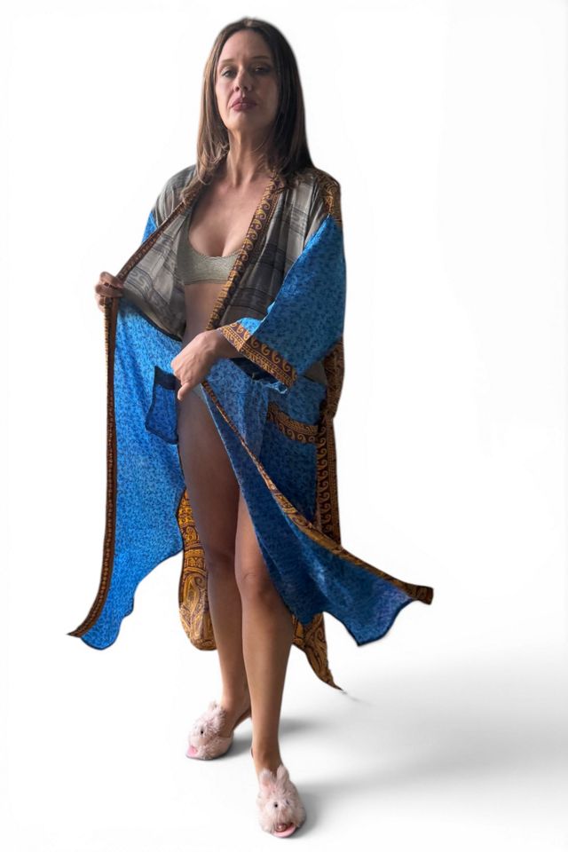 Contrasting Pattern Silk Patchwork Kimono Duster Selected by Personal Choice #2