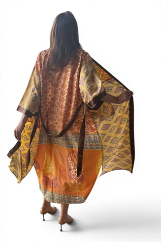 Geometric Silk Patchwork Kimono Duster Selected by Personal Choice
