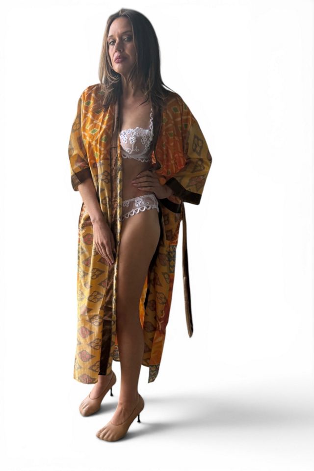 Geometric Silk Patchwork Kimono Duster Selected by Personal Choice #1