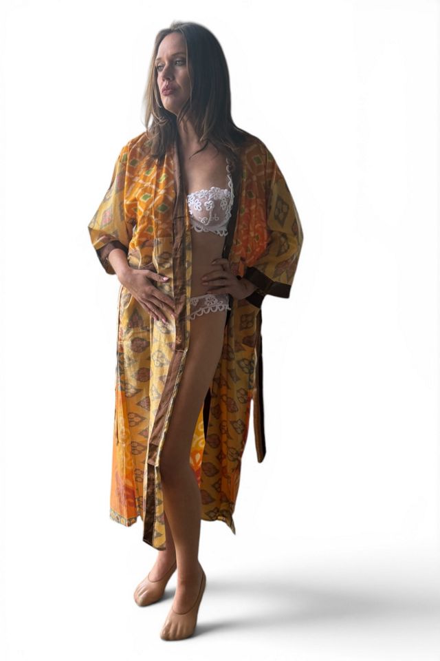Geometric Silk Patchwork Kimono Duster Selected by Personal Choice #2