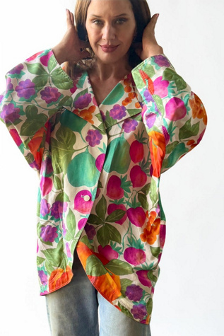 1980s Ungaro Fruit Silk Print Cocoon Jacket Selected by Personal Choice