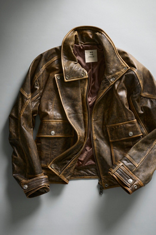 Женская куртка We The Free Seine Leather, цвет: Коричневый — фото 2