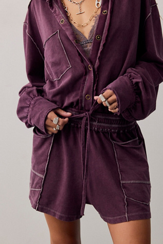 Женский комбинезон FP One Kaiden Collared Cotton Romper, цвет: Розовато-лиловый винный — фото 3