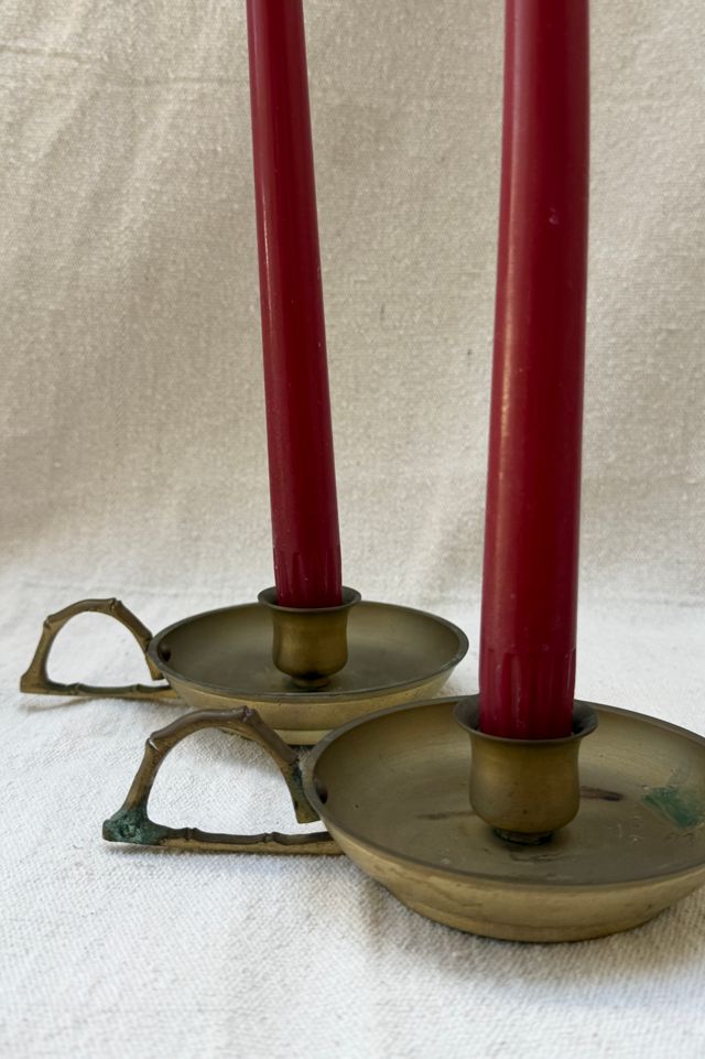 Vintage Set of Brass Chamber Candle Holders Sleected by Bohhaus #1