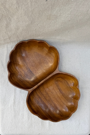Vintage Wooden Double Shell Dish Selected by Bohhaus