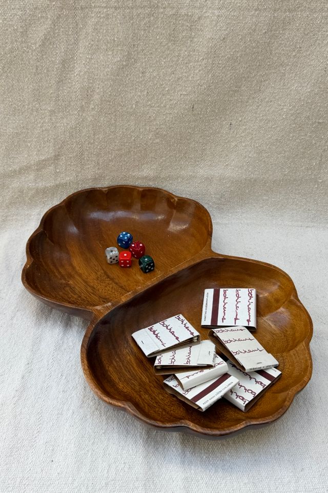 Vintage Wooden Double Shell Dish Selected by Bohhaus #1