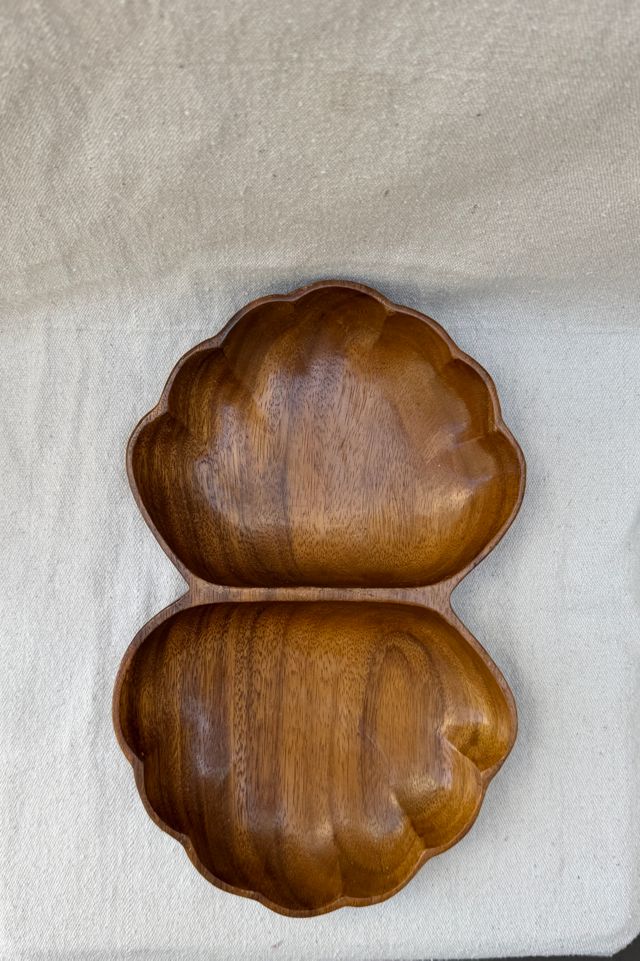Vintage Wooden Double Shell Dish Selected by Bohhaus #2