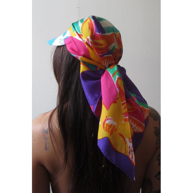 Highdive one-of-a-kind THE EDIE Scarf Hat in Miami Beach Barbie #1