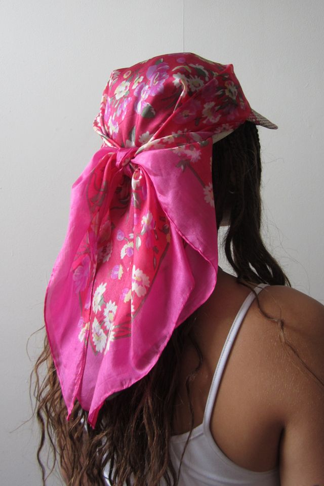 Highdive one-of-a-kind THE EDIE Scarf Hat in Barbie Pink Garden Print #2