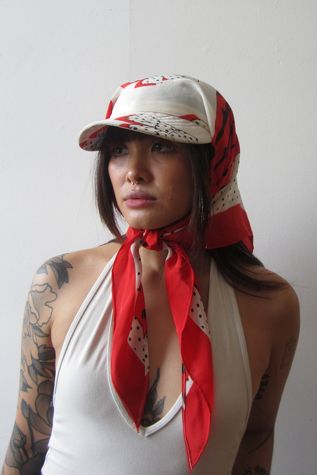 Highdive one-of-a-kind THE EDIE Scarf Hat in Bows and Dots