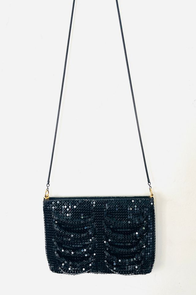 Vintage Black Mesh Evening Clutch Crossbody Bag Selected by FernMercantile #1