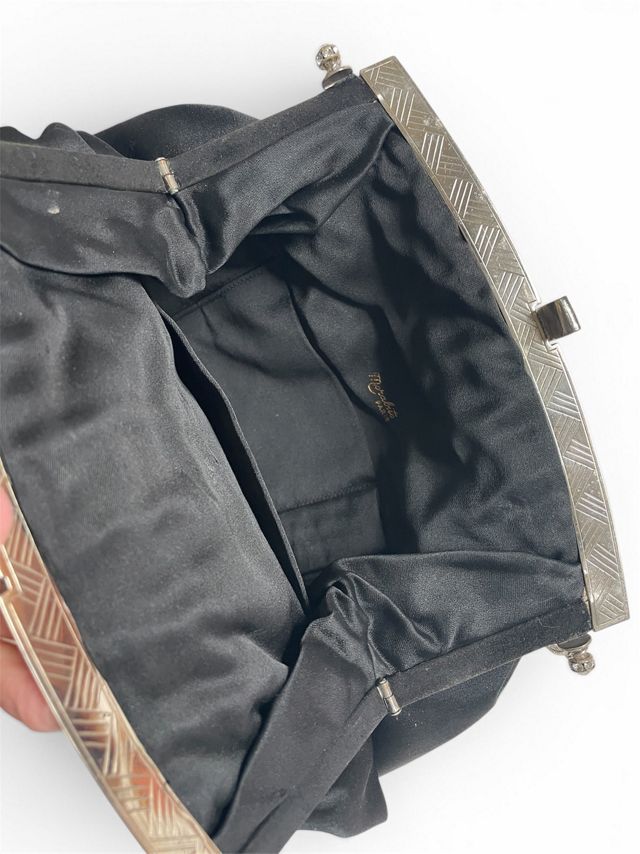 Vintage 1930's French Black Silk Evening Bag Selected by FernMercantile #3