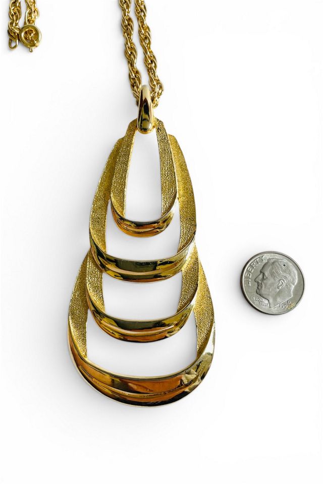 Vintage 1980's Gold Tiered Pendent Selected by FernMercantile #2
