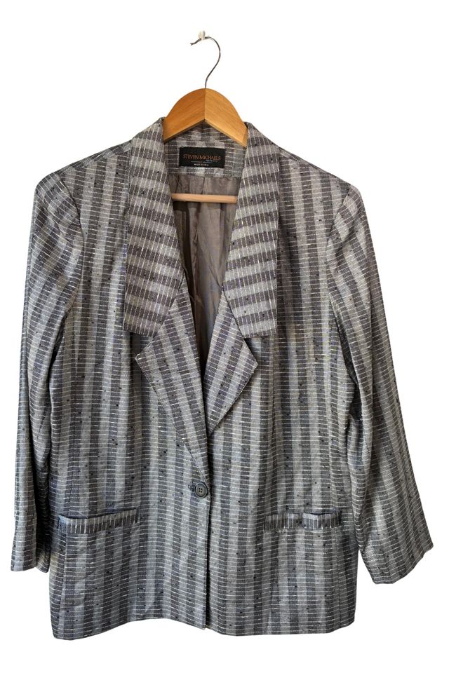 Steven Michaels Black, White, Grey Silk Blazer Selected by The Curatorial Dept. #1