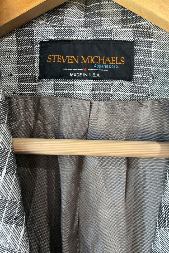 Steven Michaels Black, White, Grey Silk Blazer Selected by The Curatorial Dept. #3