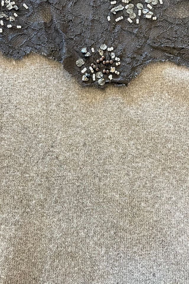 Junya Watanabe Black Lace Applique Grey Sweater Selected by The Curatorial Dept. #3