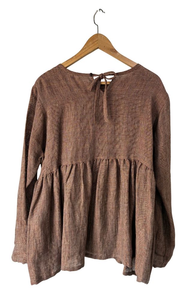 Vlas Blomme Brown Plaid Babydoll Top Selected by The Curatorial Dept. #2