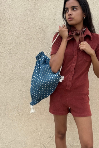 Lineage Botanica Hungarian Linen Polka Dot Backpack Selected by The Curatorial Dept.
