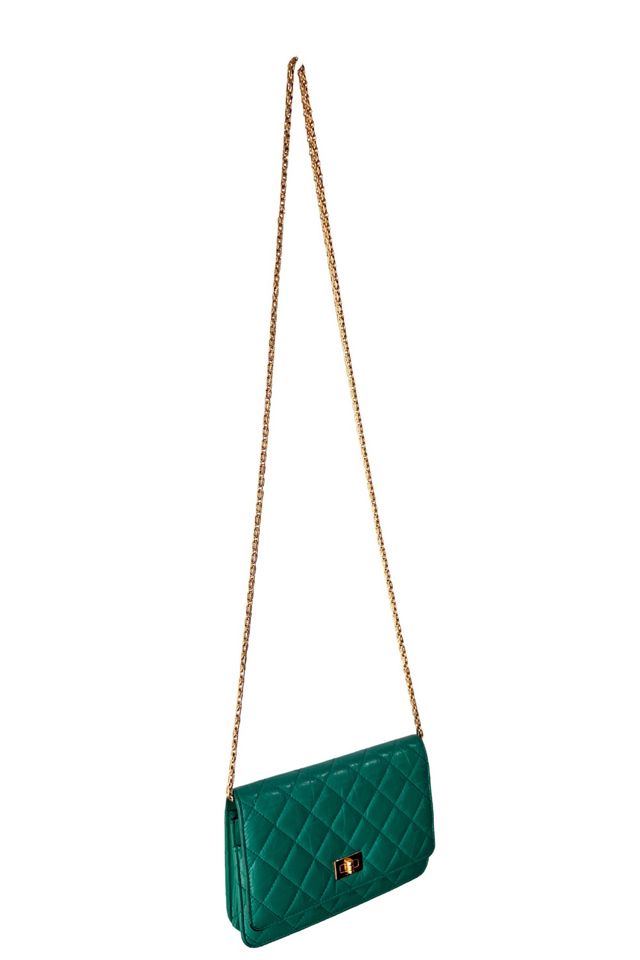 Chanel Emerald Quilted Chain Leather Wallet Selected by The Curatorial Dept. #1
