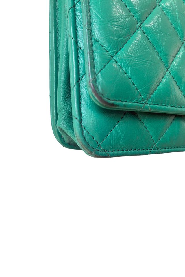 Chanel Emerald Quilted Chain Leather Wallet Selected by The Curatorial Dept. #3