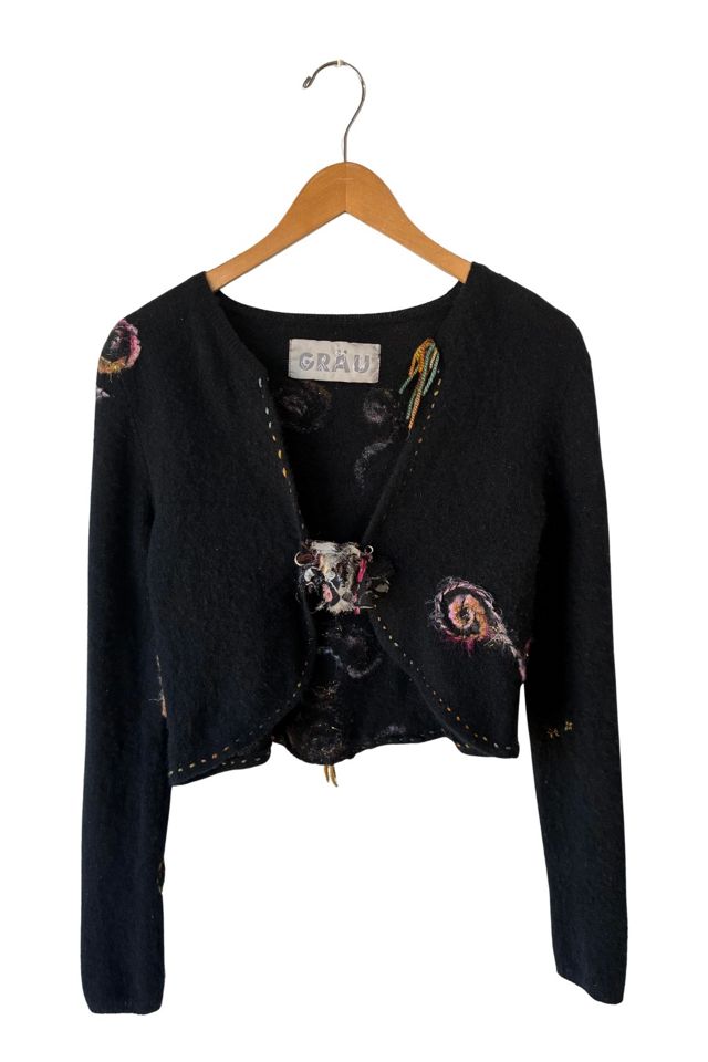 Grau Black Cashmere Shrug with Spiral Stitching Selected by The Curatorial Dept. #1